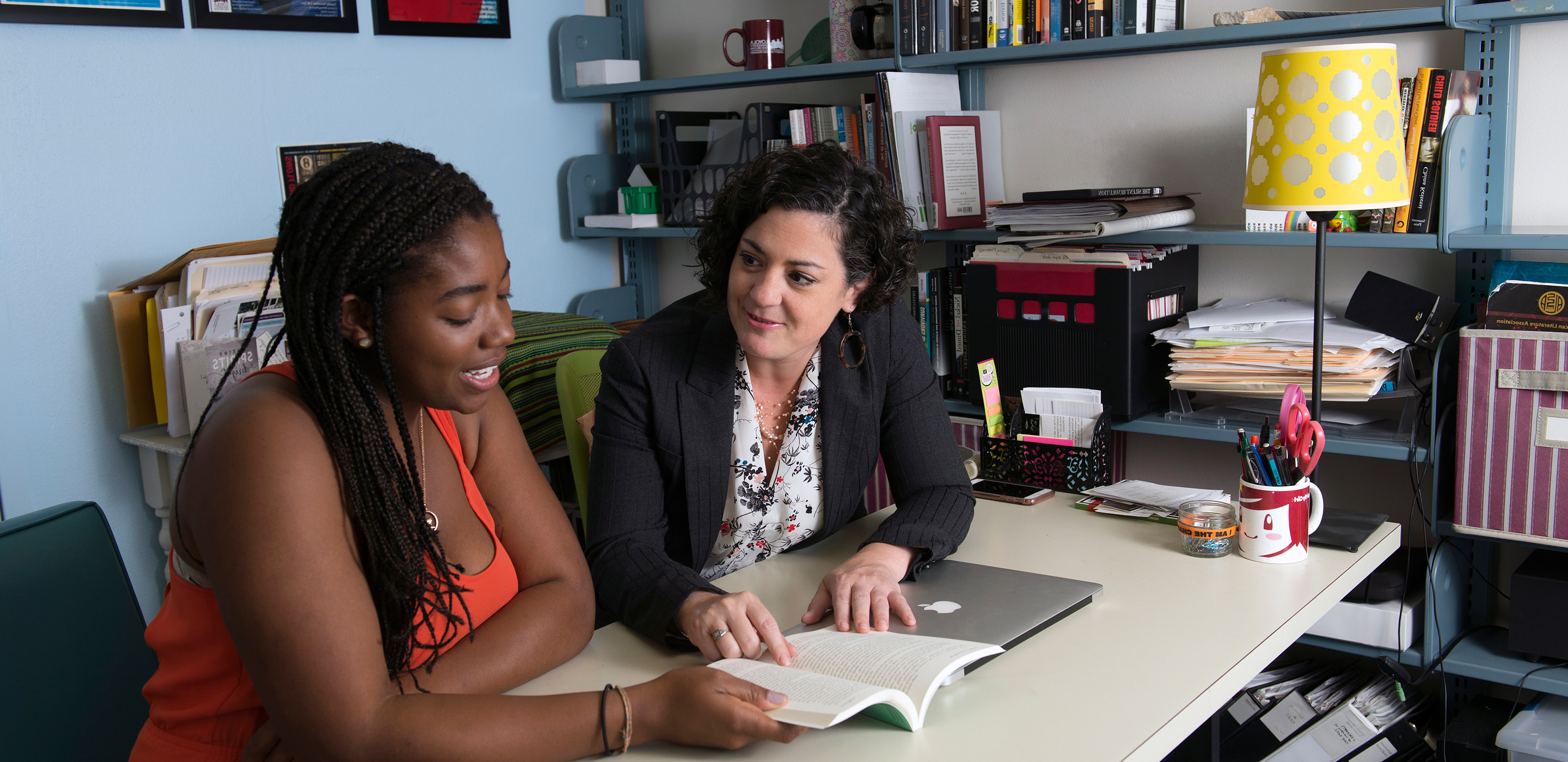 Professor advising student