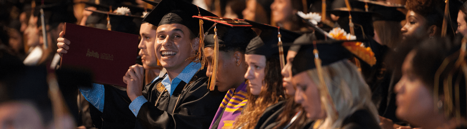 Online students at a graduation ceremony.