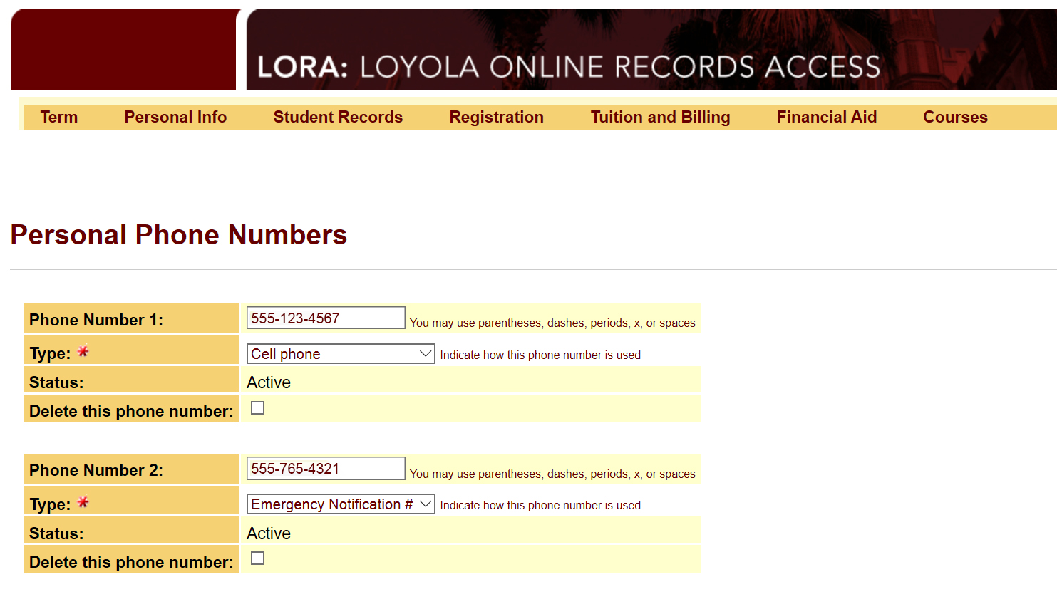 LORA screenshot phone numbers